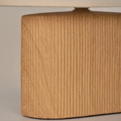 Tischlampe Santorini, holz hell/beige, 38 cm, Leinen/Keramik