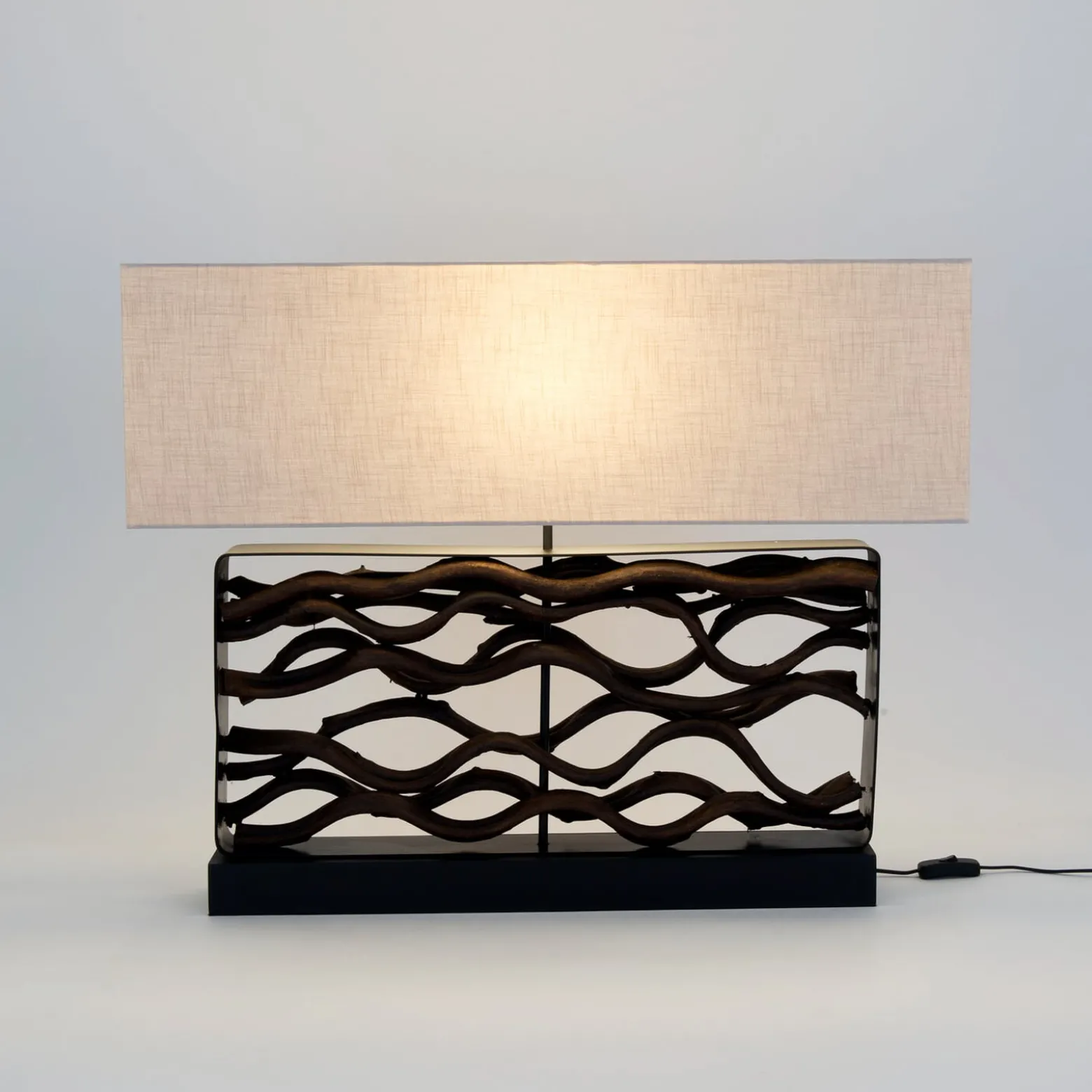 Tischlampe TREMITI NERO schwarz/beige Höhe 67 cm Holz/Textil