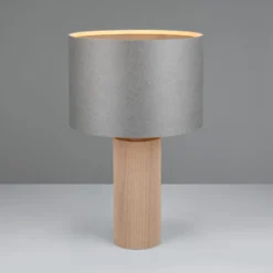 Tischleuchte Canio, Höhe 48 cm, grau/braun, Pappe, 1 x E14