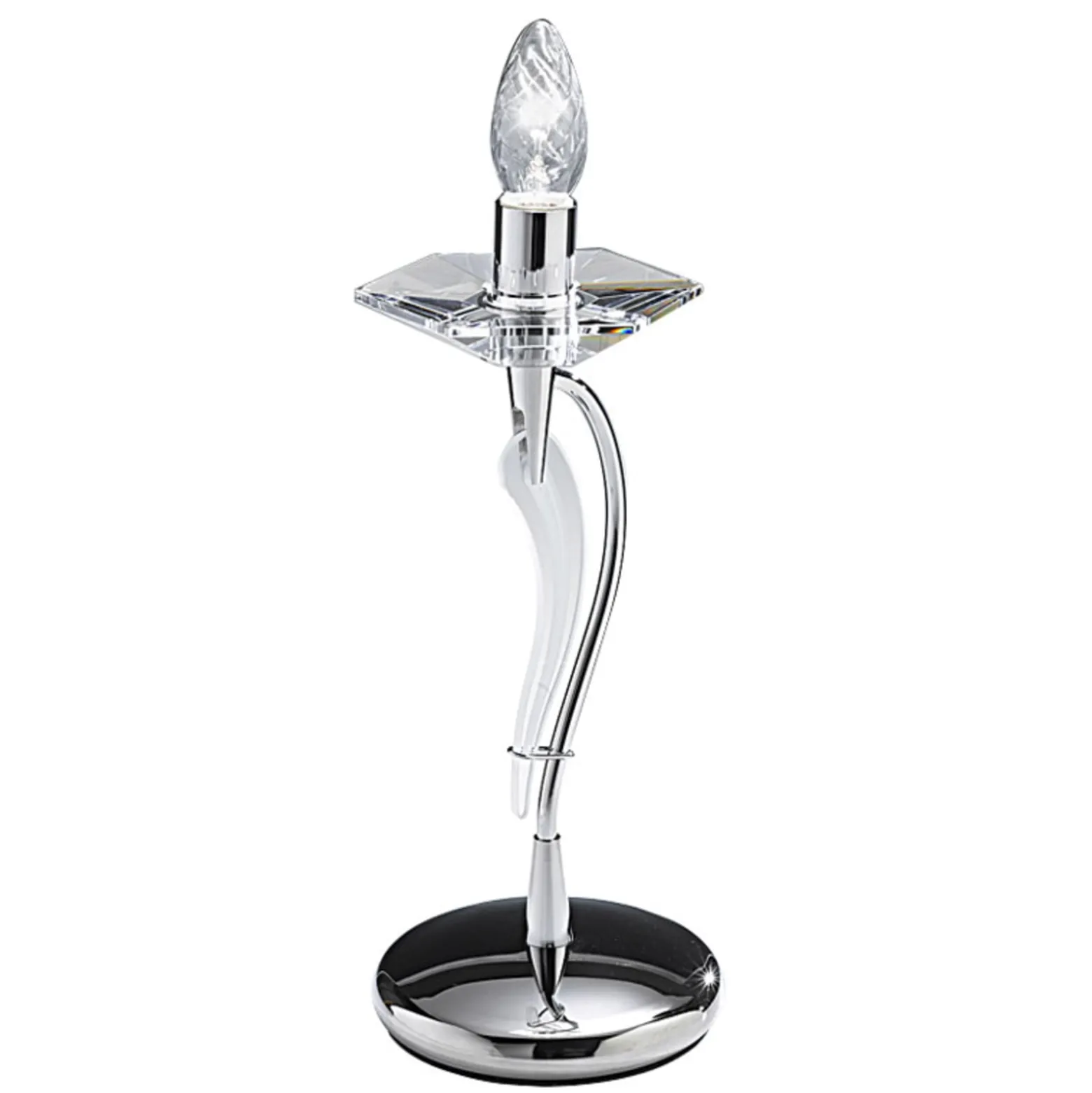 Tischleuchte Icaro mit Kristallglas, chrom