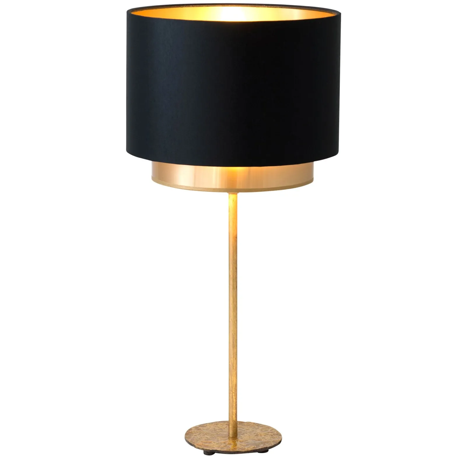 Tischleuchte Mattia, Chintz schwarz/gold