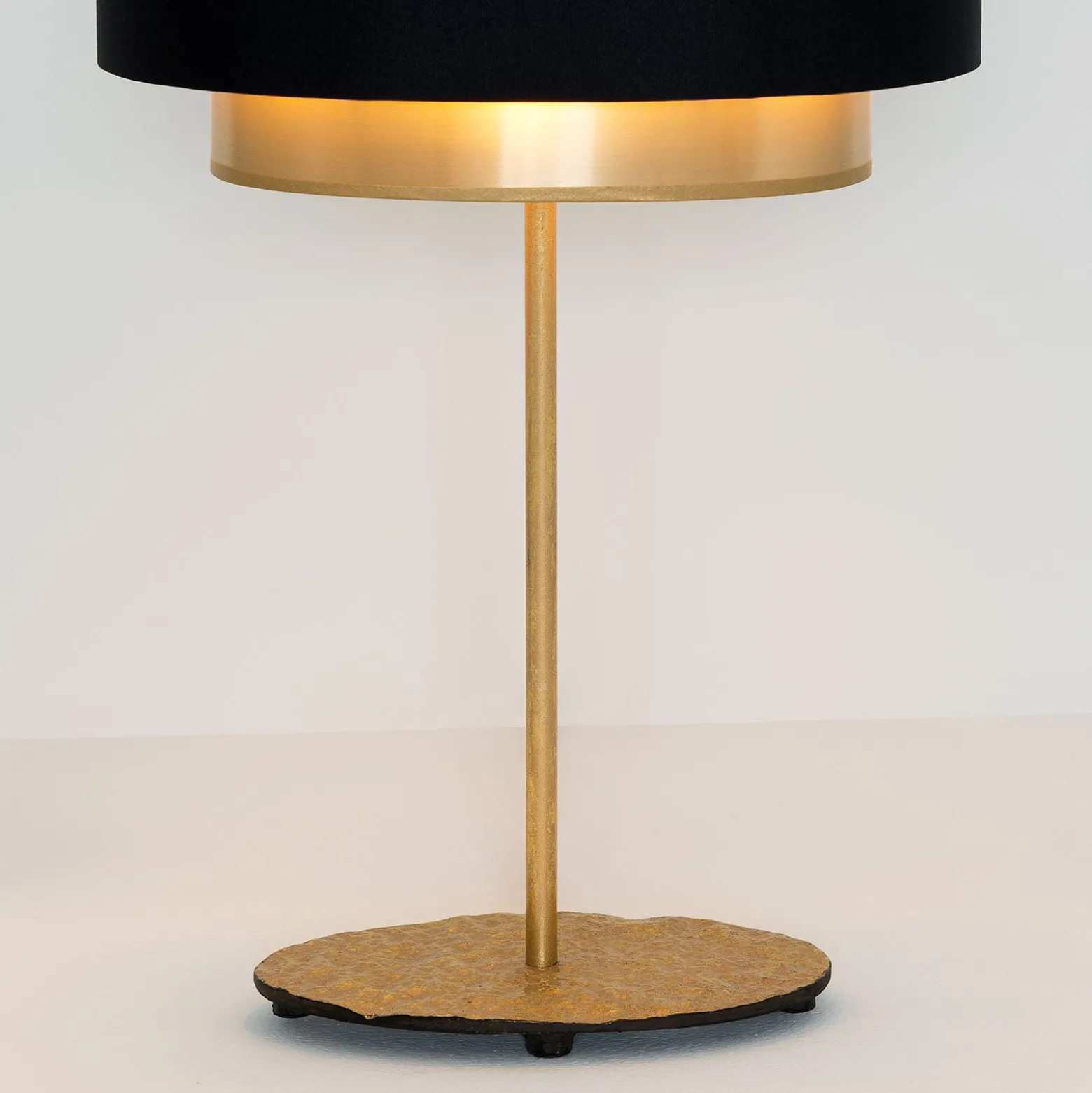 Tischleuchte Mattia, oval, doppelt, schwarz/gold