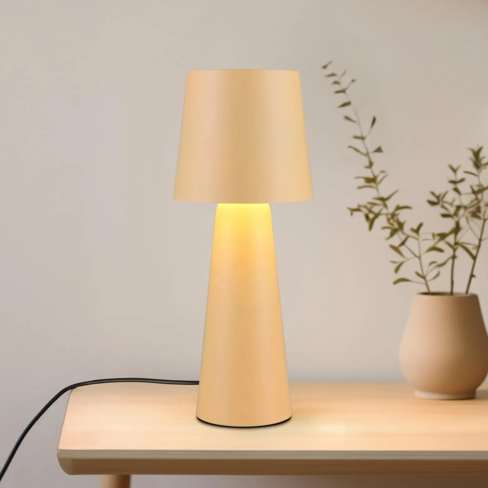 Tischleuchte Nubian, beige, Höhe 40 cm, Metall, E27