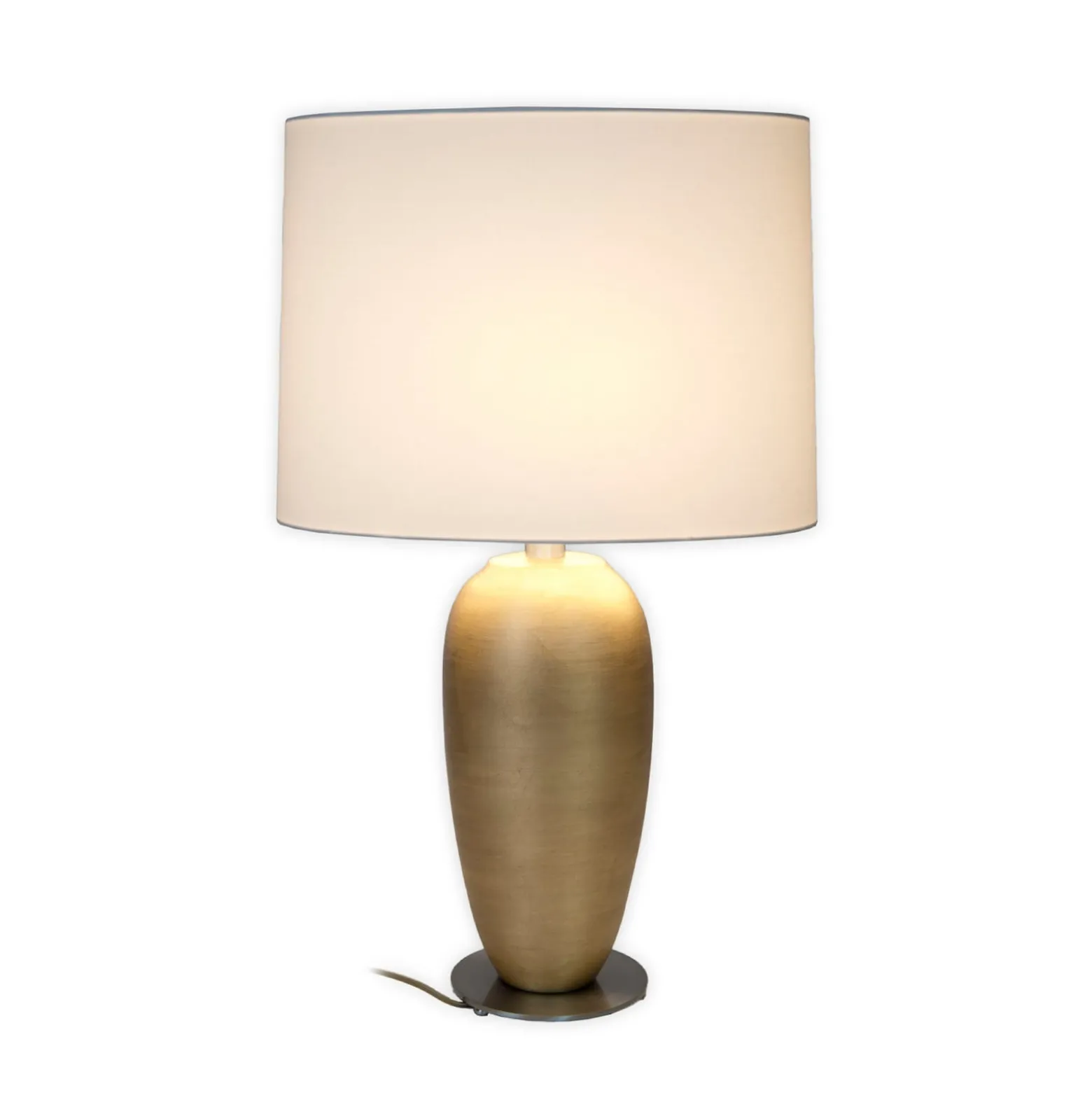Tischleuchte OMEGA OVAL, gold/weiß, Höhe 65 cm, Keramik E27