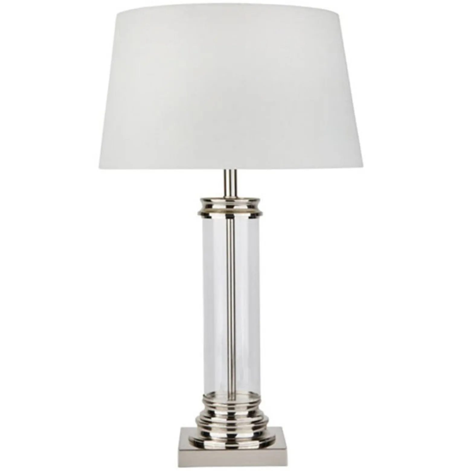 Tischleuchte Pedestal, silber mit Schirm in Creme