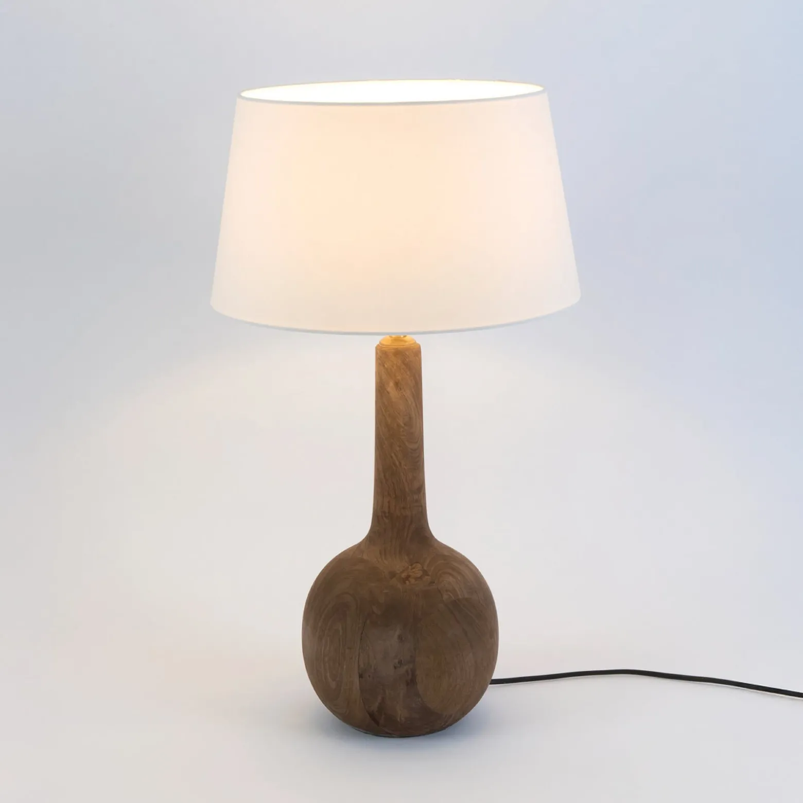 Tischleuchte VEZZANA, natur/écru, Höhe 47 cm, Mangoholz, E27