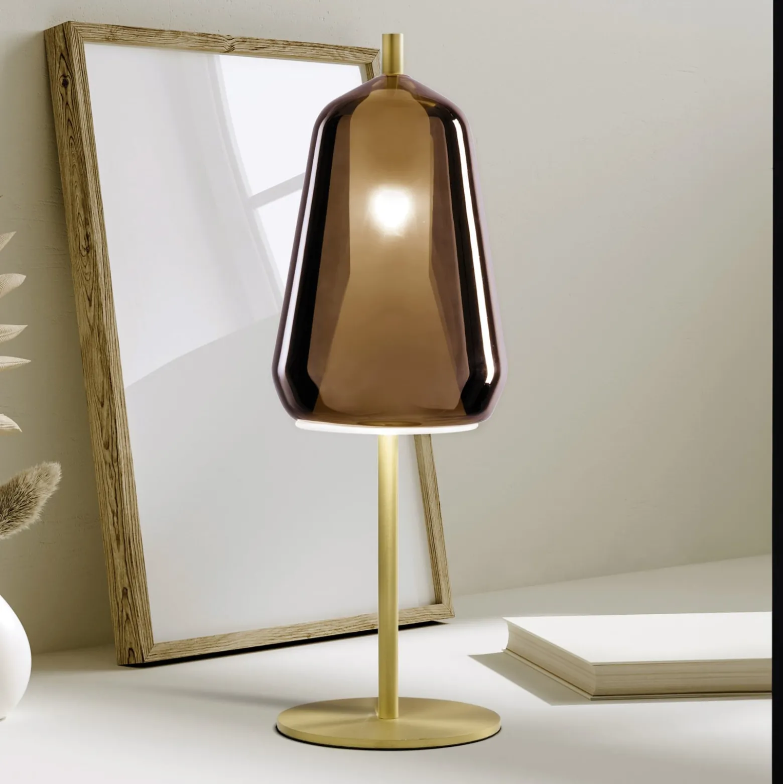 Tischleuchte X-Ray, bronzefarben/goldfarben, Höhe 39 cm Glas