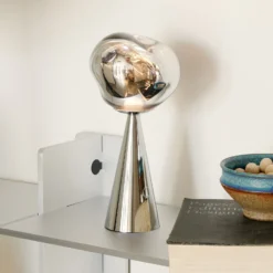 Tom Dixon LED-Akkutischlampe Melt Portable, silber, 29 cm