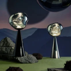 Tom Dixon LED-Akkutischlampe Melt Portable, silber, 29 cm