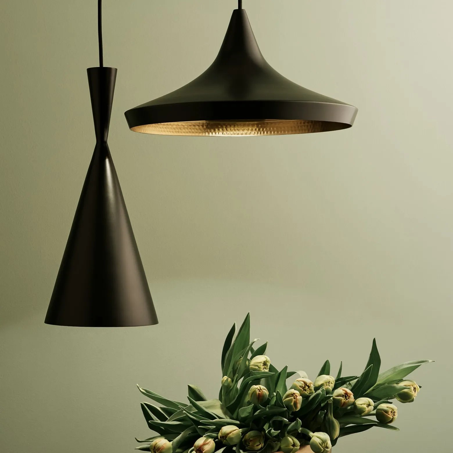 Tom Dixon LED-Hängelampe Beat Flat, schwarz, Ø 56 cm