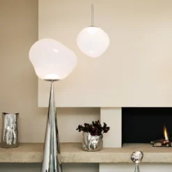 Tom Dixon LED-Hängelampe Melt, Ø 50 cm, opal/goldfarben