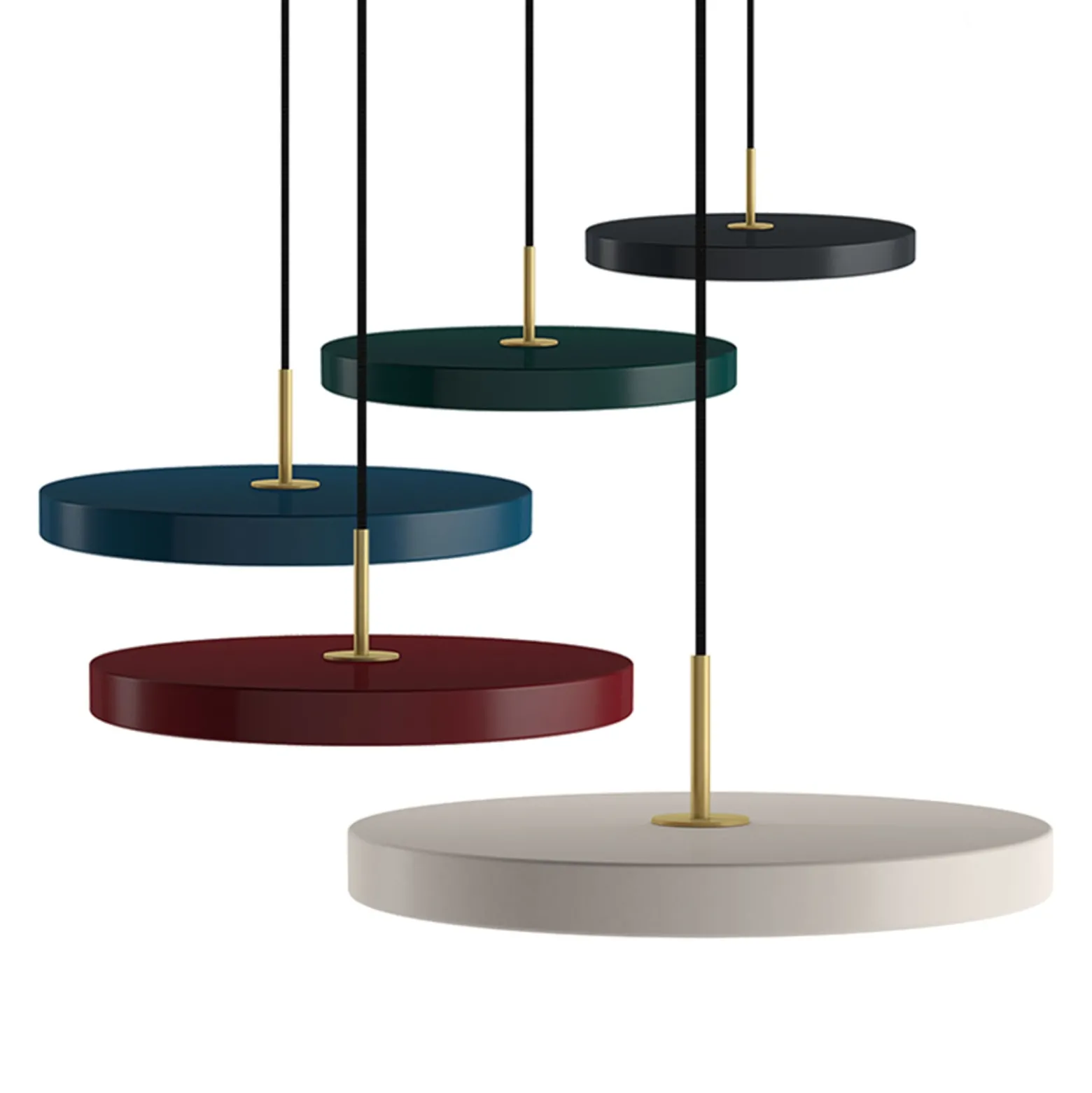UMAGE LED-Hängeleuchte Asteria Mini, petrol/messing, Ø 31 cm