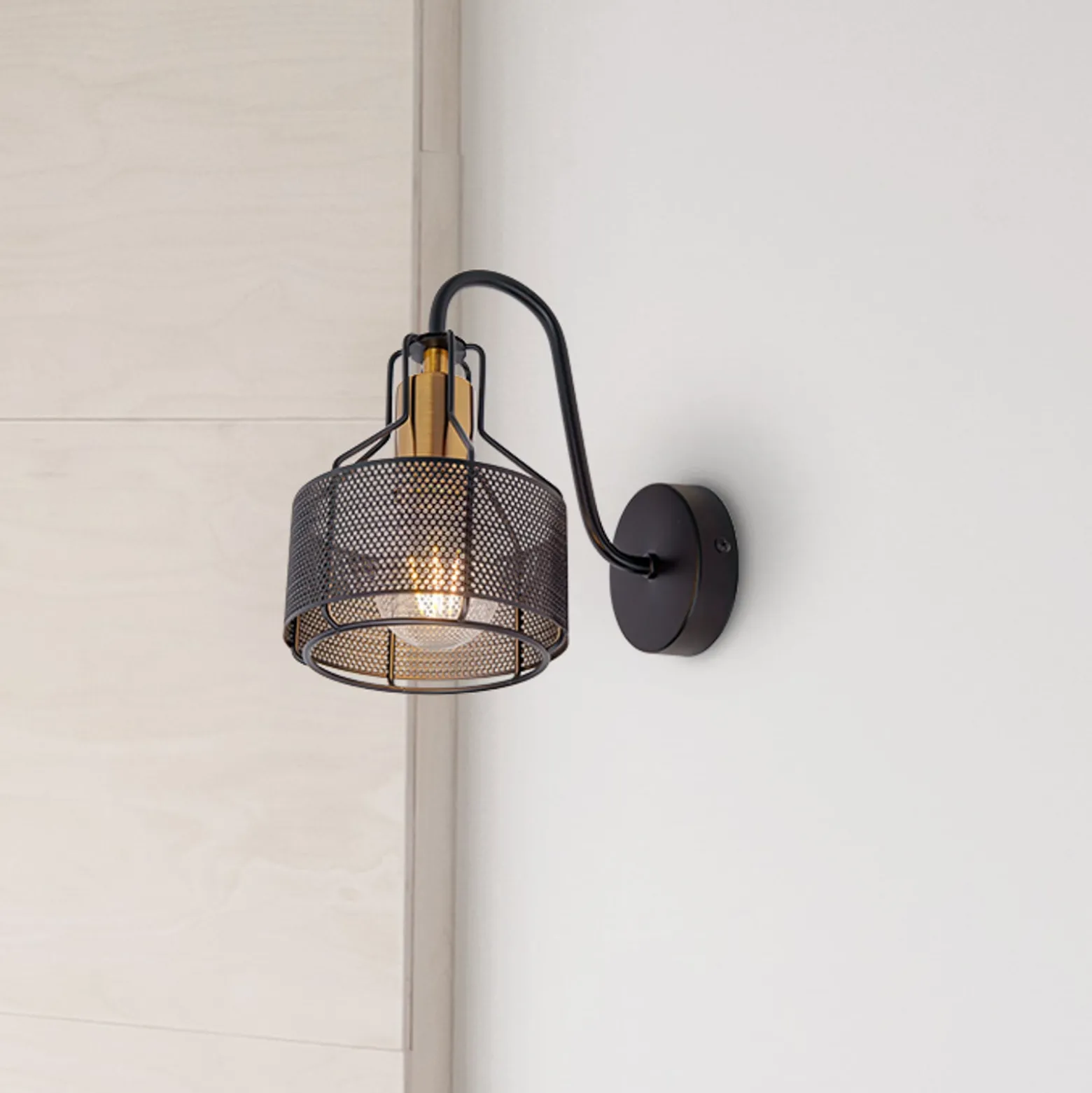 Wandlampe Foro, einflammig, schwarz/gold
