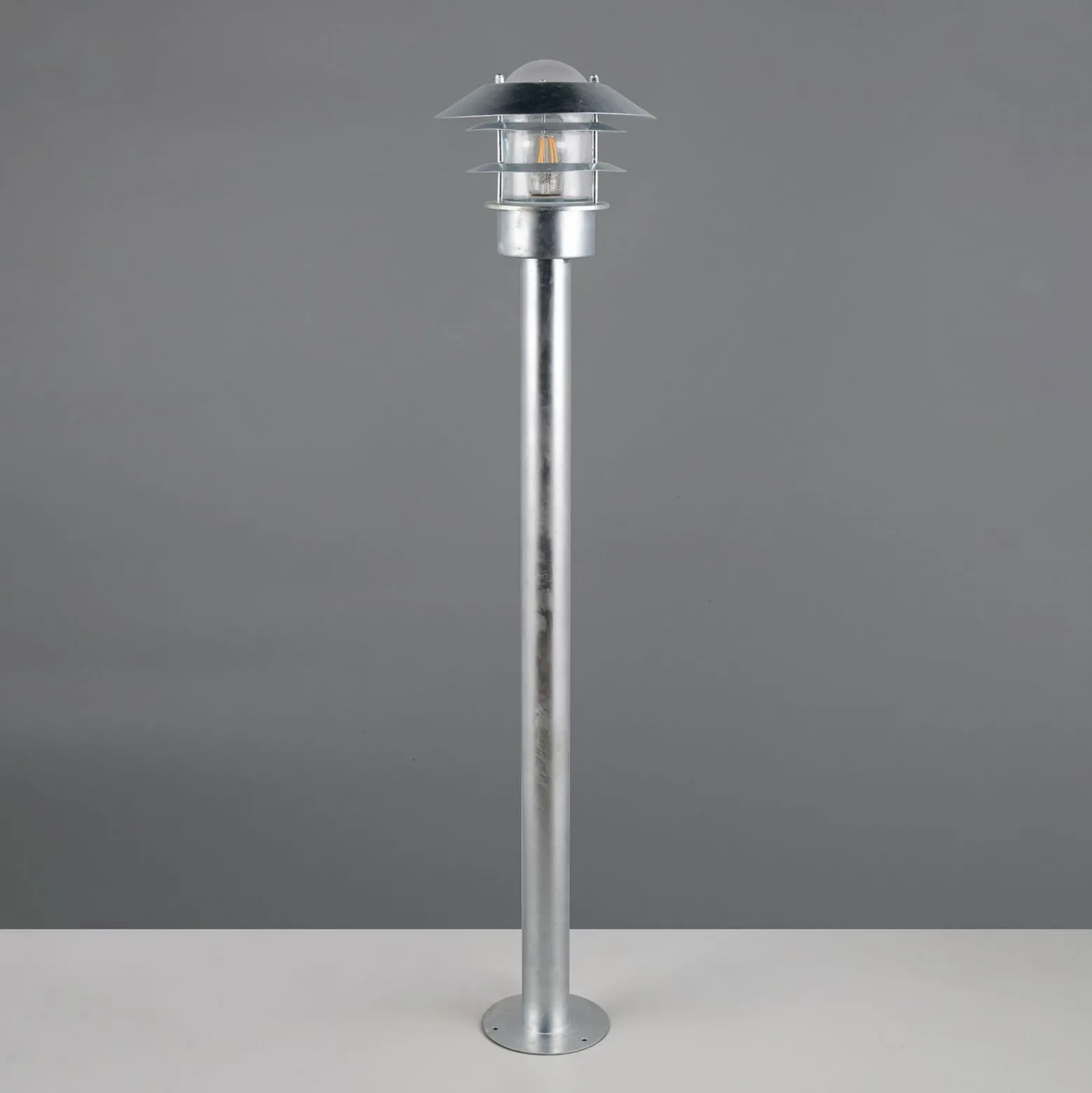 Wegelampe Ruvuuma, zinkfarben, Höhe 100 cm, Metall, IP44