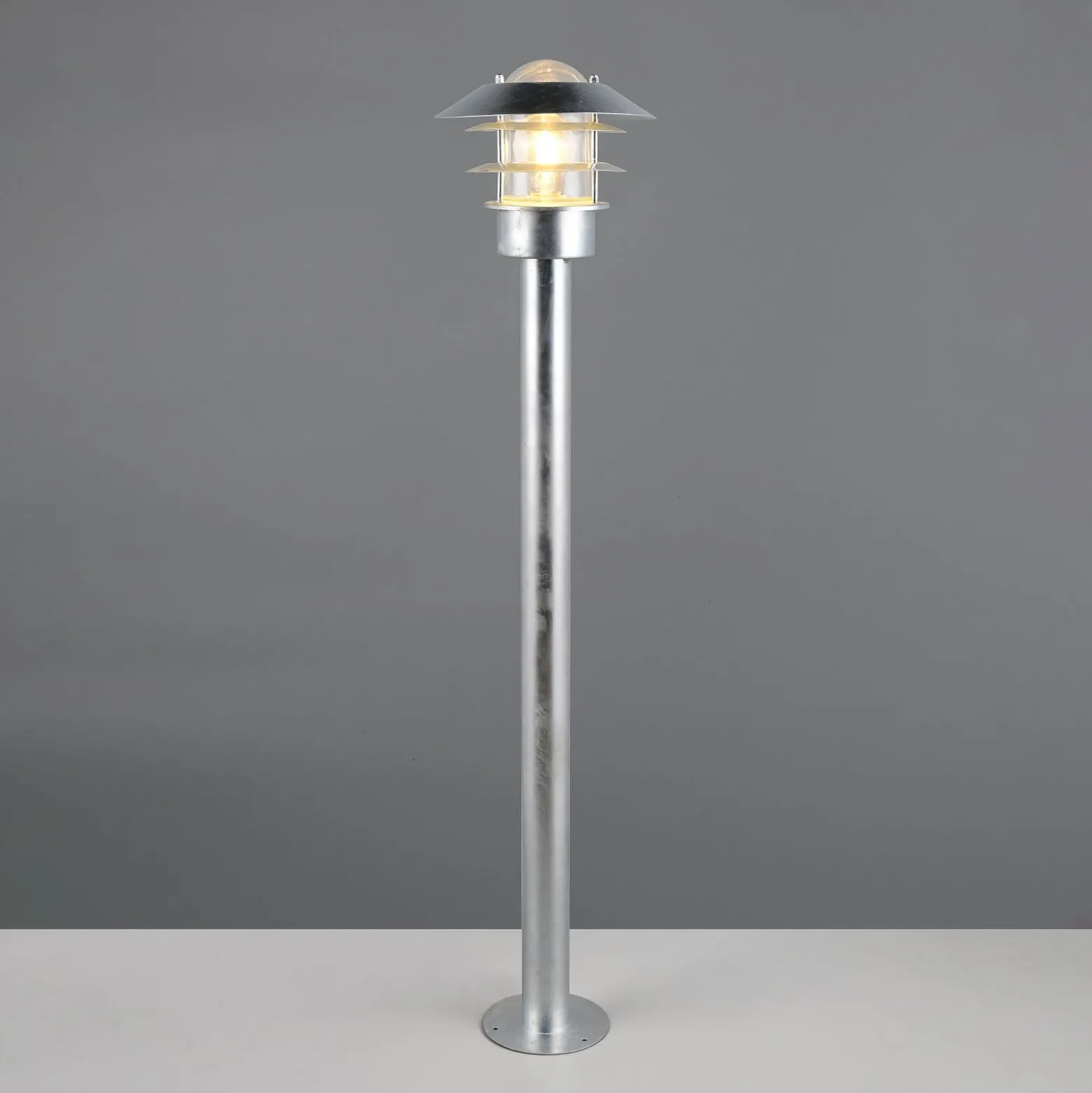 Wegelampe Ruvuuma, zinkfarben, Höhe 100 cm, Metall, IP44
