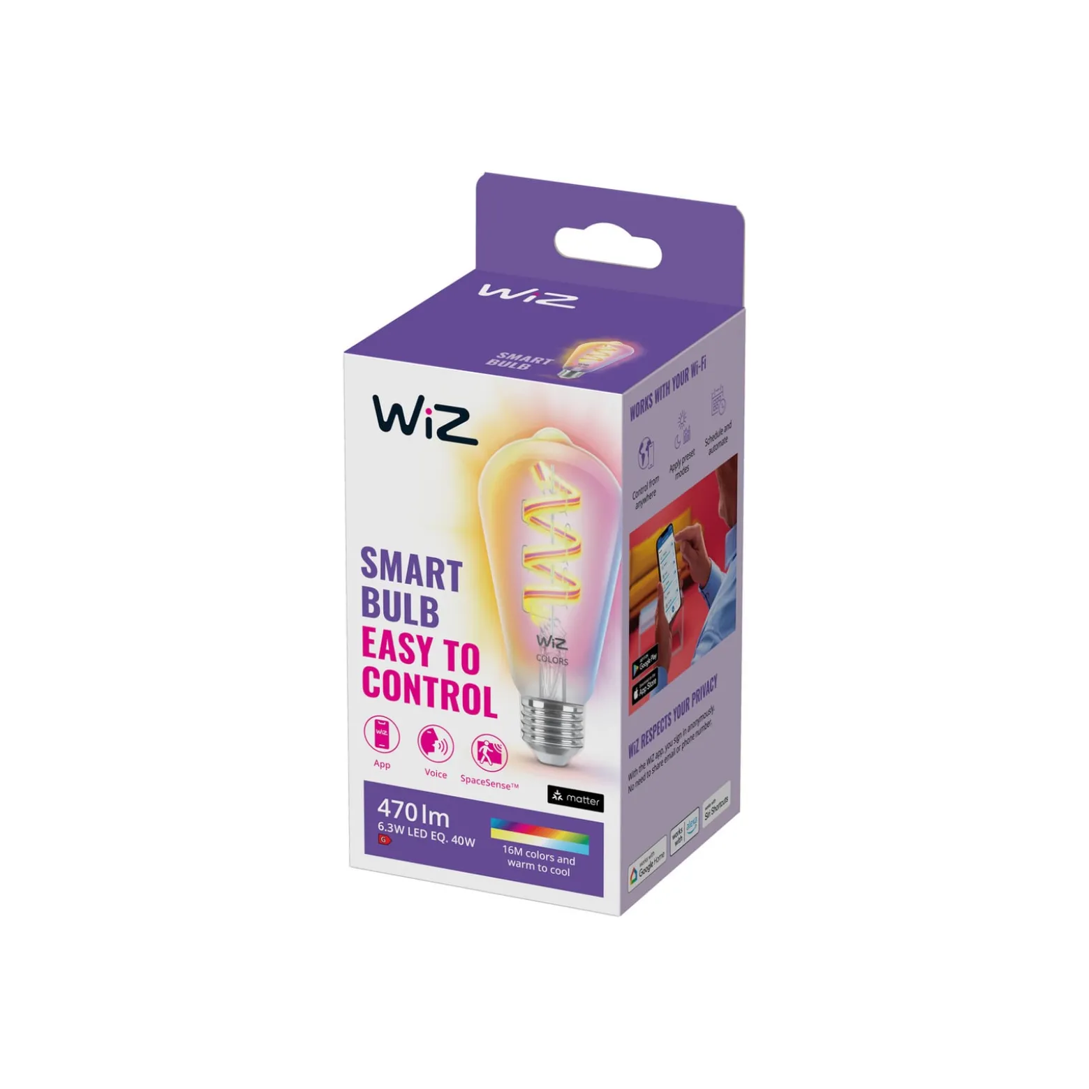 WiZ ST64 LED-Filamentlampe WiFi E27 6,3W RGBW