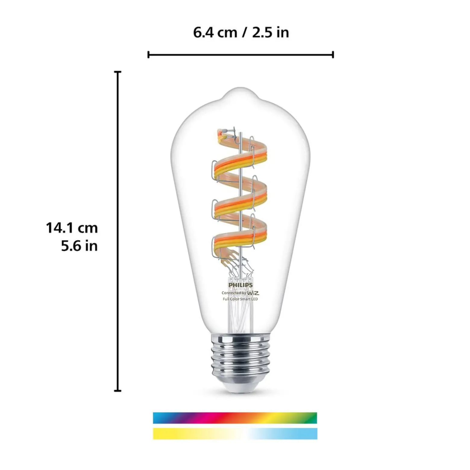 WiZ ST64 LED-Filamentlampe WiFi E27 6,3W RGBW