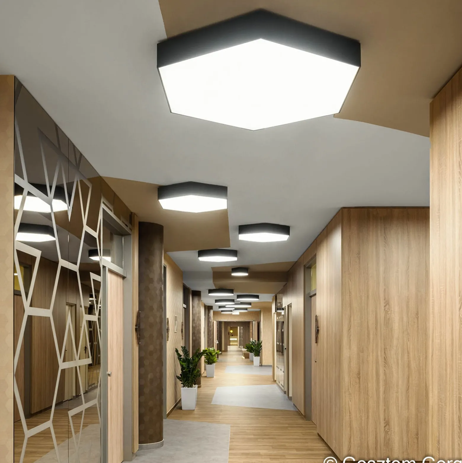 XAL HEX-O 750 LED-Deckenlampe, 75x65cm schwarz