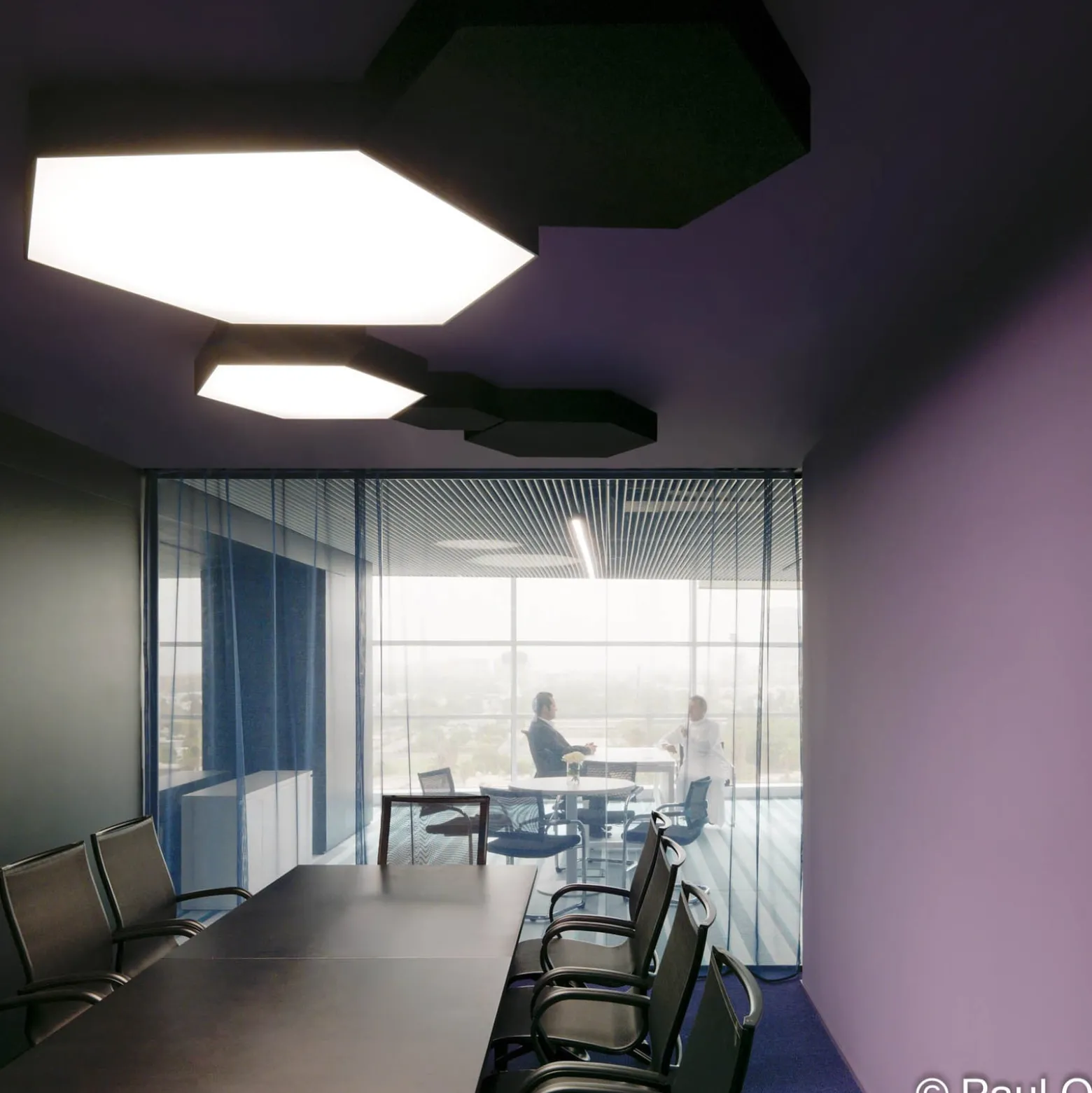 XAL HEX-O 750 LED-Deckenlampe, 75x65cm schwarz