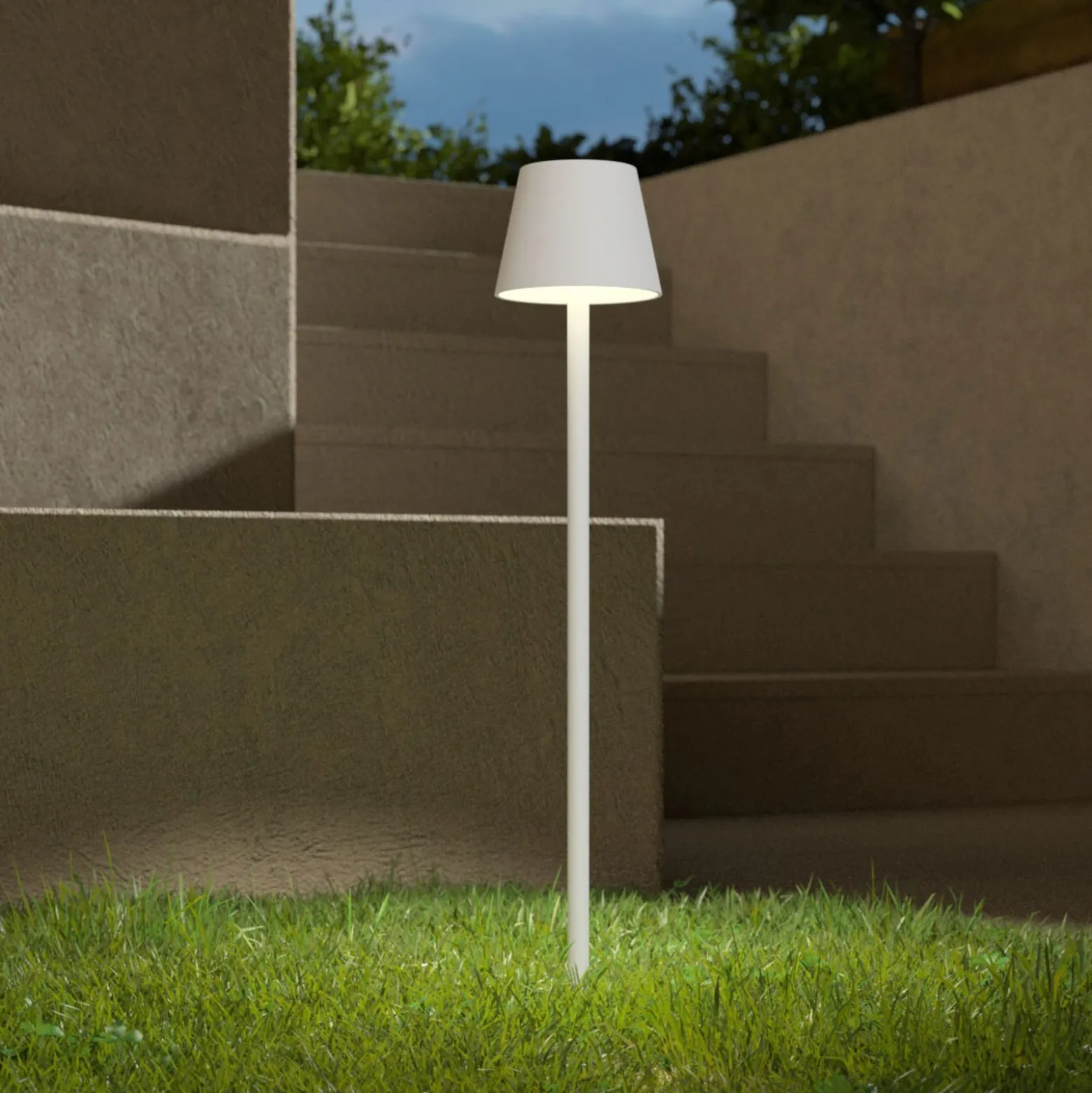 Zafferano Poldina LED-Erdspießlampe Akku, weiß